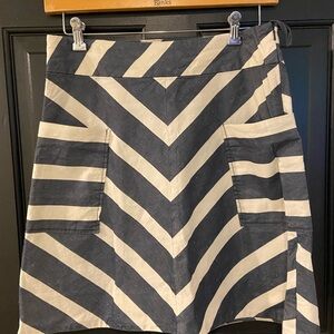 Striped Black and Cream Chevron A-Line Skirt